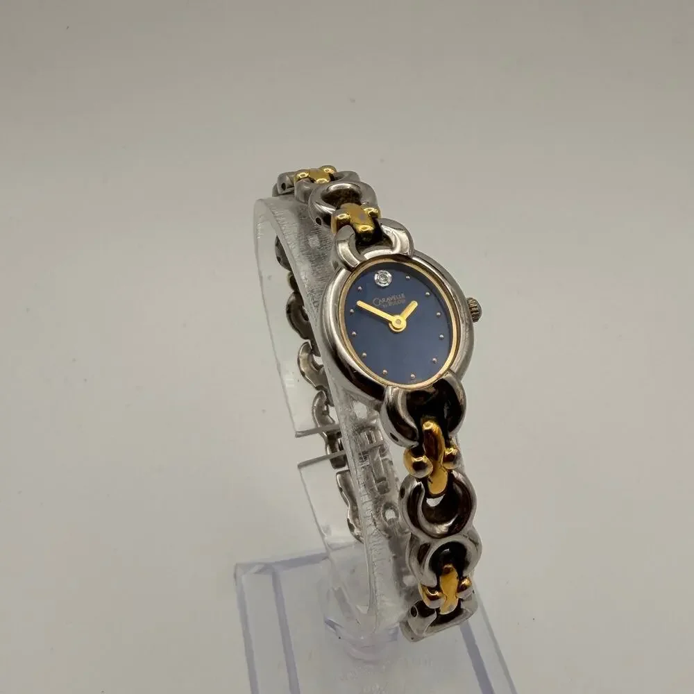 Elegant Caravelle by Bulova Two-Tone Diamond Watch Working New Battery